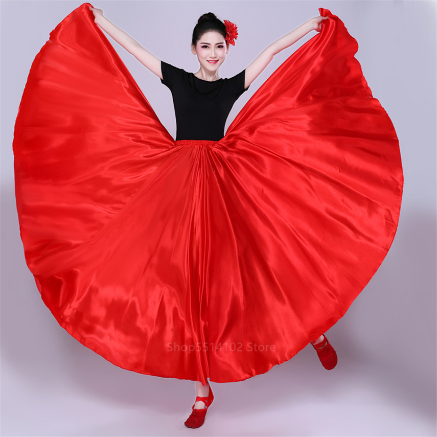 12 색 Flamengo 의상 스페인 드레스 여성 새틴 집시 스커트 춤 스페인어 플라멩코 투우 밸리 성인 무대